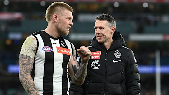 Jordan De Goey and coach Craig McRae.