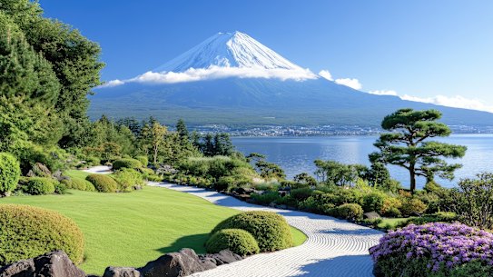 Mount Fuji and Kawaguchiko Lake, Japan.