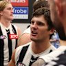 Lachie Schultz talking to teammates after last Thursday night’s win in which he copped a heavy knock.