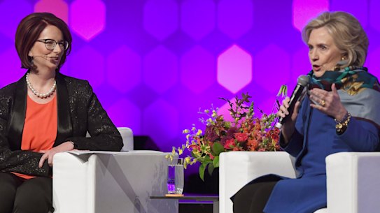 Clinton and Gillard discuss the tough path for women in politics