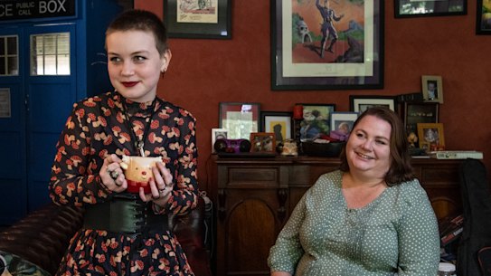 Katherine and her daughter Bella, 15, who is homeschooled. 
