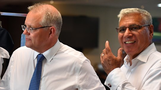 Prime Minister Scott Morrison and Liberal candidate for Gilmore Warren Mundine.