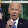 President Joe Biden addresses the nation from the Oval Office.