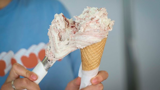 A scoop of raspberry meringue gelato at Okay Lucy in Black Rock.