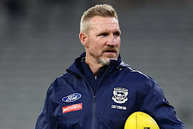 Nathan Buckley splits his time as a Geelong assistant coach and Fox Footy analyst.
