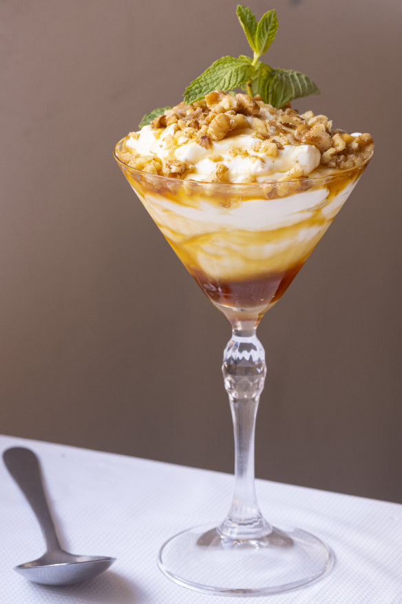 Go-to dish: Yaourti (honey, yoghurt and walnut dessert).