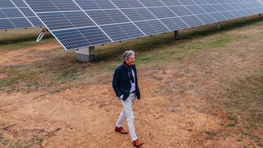 Professor Martin Green at Molong Solar Farm, west of Orange, NSW.
