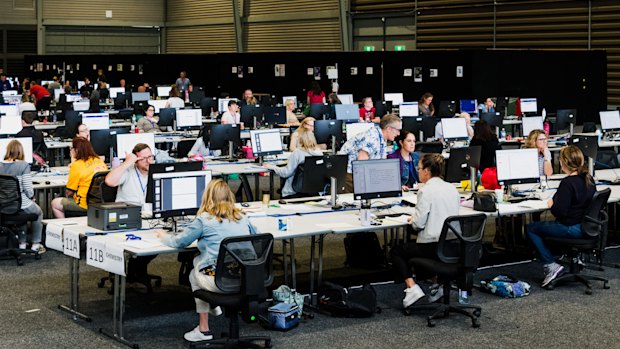 HSC markers working at the Sydney Showgrounds.