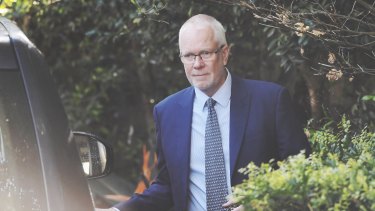 ABC chairman Justin Milne leaves his home on Thursday morning.

