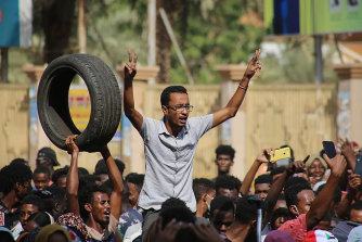 Thousands of pro-democracy protesters take to the streets to condemn a takeover by military officials in Khartoum, Sudan.