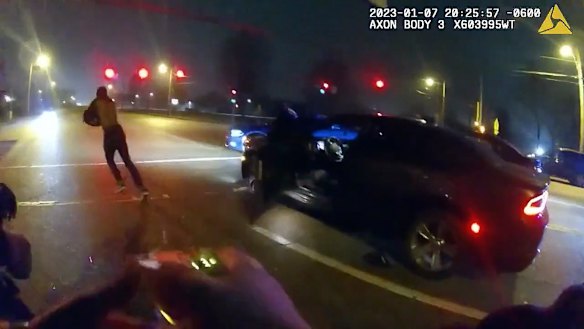 Footage shows Tyre Nichols running after he being tasered during a brutal attack by five Memphis police officers on January 7. He died on January 10.
