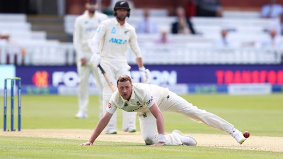 Ollie Robinson took two wickets on debut at Lord’s before his day turned sour.