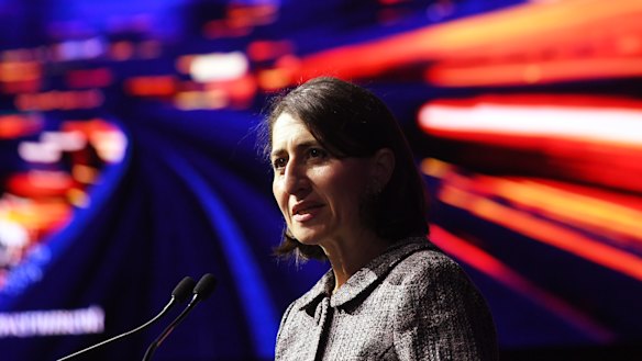 NSW Premier Gladys Berejiklian makes her pitch to large investors on Monday.