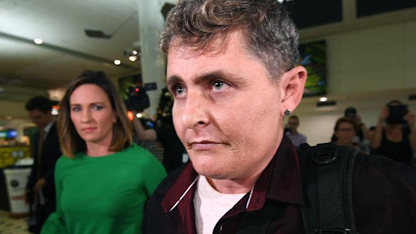 Bali Nine drug smuggler Renae Lawrence arrives at Brisbane airport on Thursday.