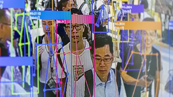 A screen demonstrates facial-recognition technology at the World Artificial Intelligence Conference (WAIC) in Shanghai, China. Companies are being forced to innovate.
