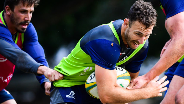 Leader: White has edged ahead of Jake Gordon (left) in the Wallabies pecking order. 
