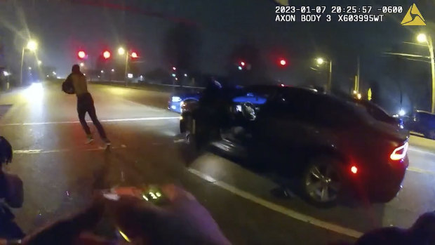 Footage shows Tyre Nichols running after he being tasered during a brutal attack by five Memphis police officers on January 7. He died on January 10.