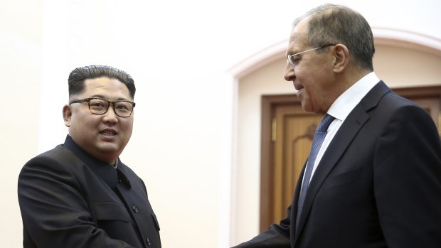 Korean leader Kim Jong-un, left with Russia's Foreign Minister Sergei Lavrov  last month in Pyongyang, North Korea.