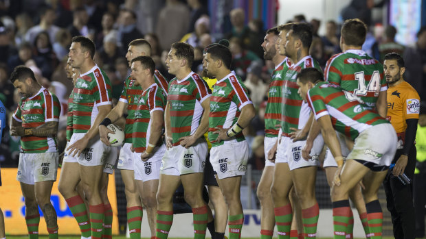 South Sydney players come to terms with a big loss to the Sharks last weekend.