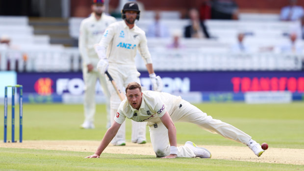 Ollie Robinson took two wickets on debut at Lord’s before his day turned sour.