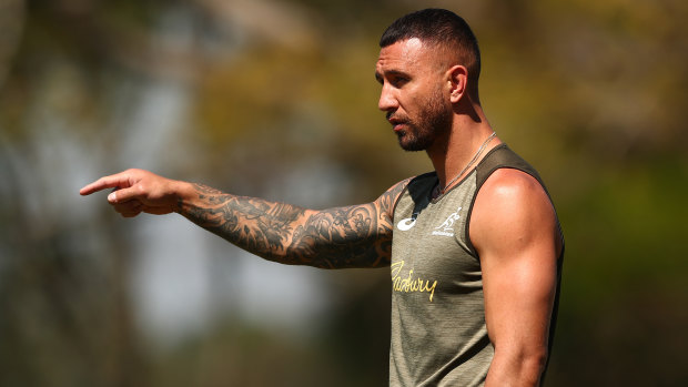 Quade Cooper at Wallabies training on Saturday before the team’s match against South Africa. 