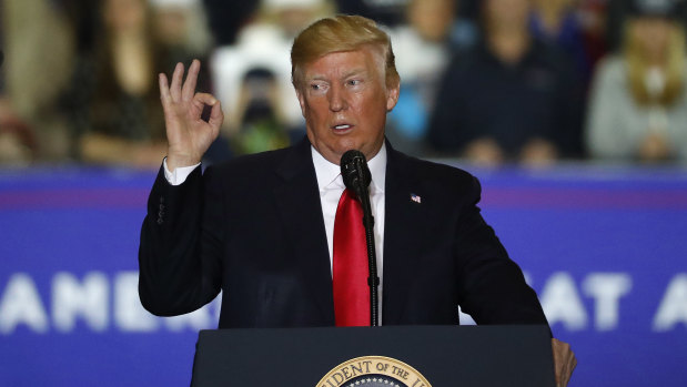 President Donald Trump at a rally in Michigan at the weekend.