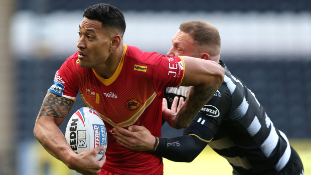 Israel Folau in action for Catalans Dragons against Hull FC.