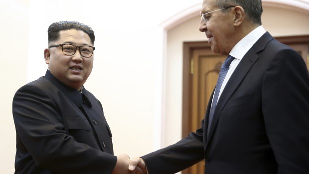 Korean leader Kim Jong-un, left with Russian Foreign Minister Sergei Lavrov in Pyongyang in May.