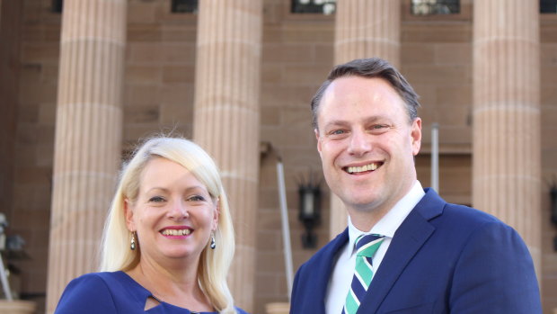 Brisbane's new lord mayor Adrian Schrinner and deputy mayor Krista Adams.