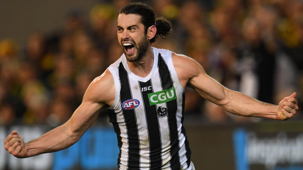Red hot: Collingwood ruckman Brodie Grundy.