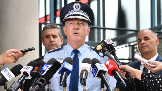 NSW Police Commissioner Mick Fuller addresses the media on Wednesday. 