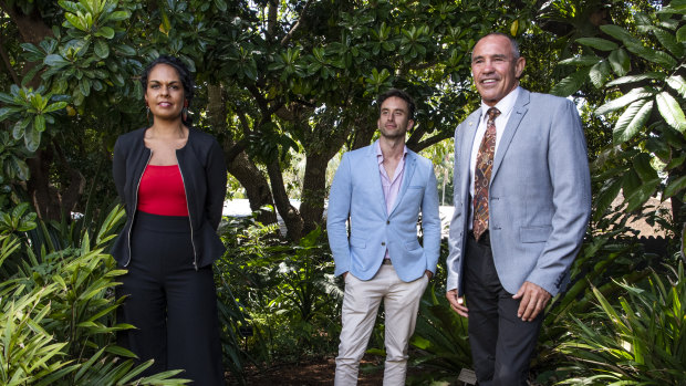 Indigenous panel speakers Teela Reid,  Josh Brown and David Liddiard at the Sydney 