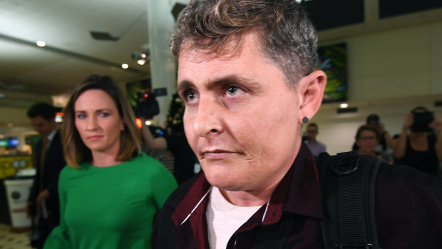 Bali Nine drug smuggler Renae Lawrence arrives at Brisbane airport on Thursday.