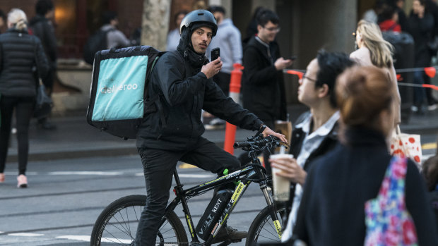 Many Deliveroo drivers make deliveries via bicycle. 