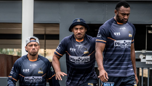 Irae Simone, centre, has settled into the Brumbies group.