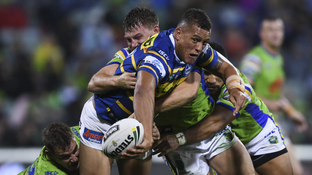Point to prove: Kane Evans is fired up to deliver for the Eels against his pal Dylan Napa.