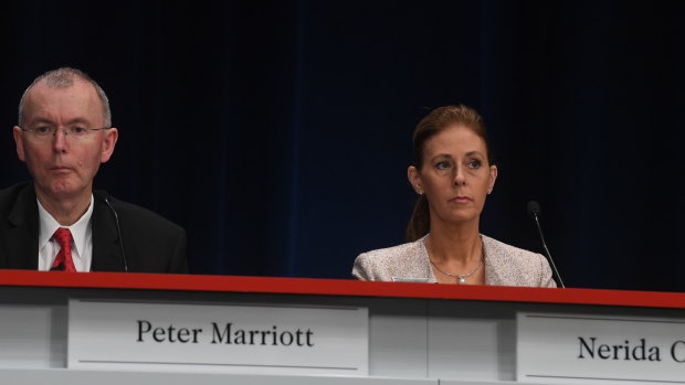 Westpac directors Peter Marriott and Nerida Caesar had votes against their re-election at Westpac's AGM in Sydney on Thursday.