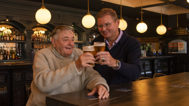 Craig Laundy (right) with his father Arthur Laundy.