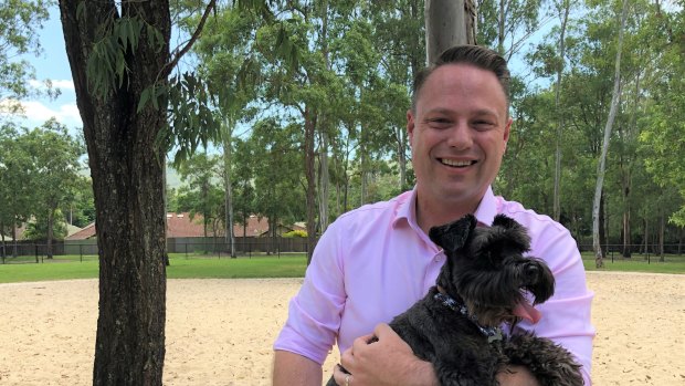 Brisbane lord mayor Adrian Schrinner at a dog park in The Gap.