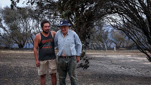 On Longwood-Ruffy Road, ranchers Mark Noye and his father, Henry Noye, deal with the aftermath.