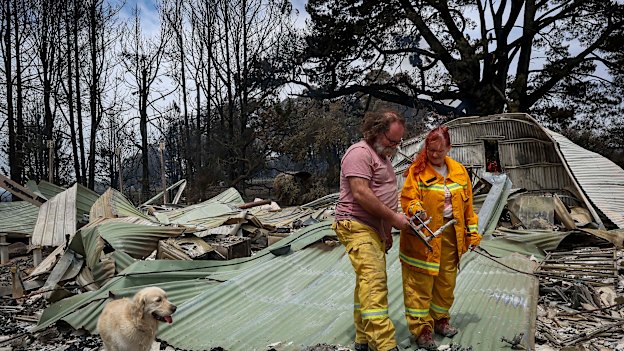 Ann and Jamie Laherty-Hunt's property was destroyed by bushfire on Longwood Ruffy Road near Ruffy.