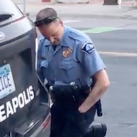 Minneapolis police officer Derek Chauvin kneels on the neck of a handcuffed George Floyd, who was pleading that he could not breathe in Minneapolis. 