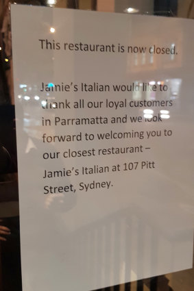 A sign now taped to the door states the restaurant is closed. 