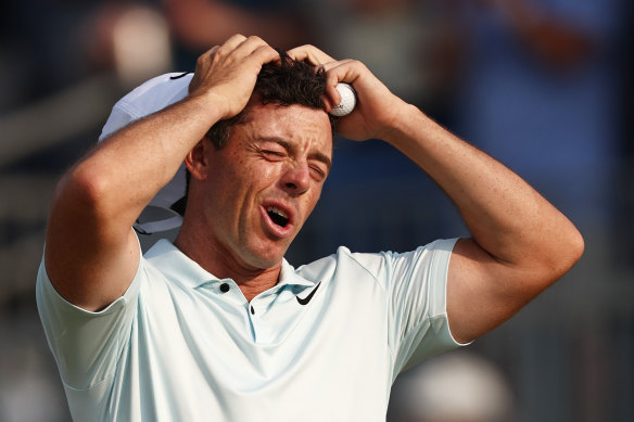 Rory McIlroy after missing his par putt on the 18th.