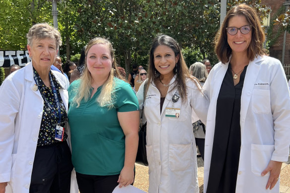 Dr Laura Andreson (far right) with other physicians and nurses who have spoken out about Tennessee’s new abortion restrictions. 