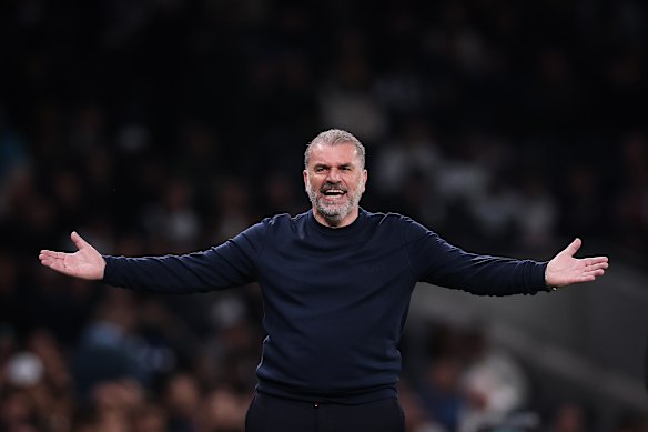 Ange Postecoglou reacts during Tottenham’s match against Nottingham Forest earlier this week.