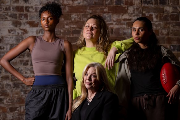 Suzie Miller, seated, with three of the stars of Strong Is The New Pretty, from left, Edyll, Amy Ingram and Nyasha Ogden.