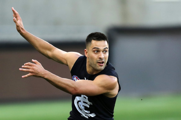 Michael Gibbons in action for the Blues.