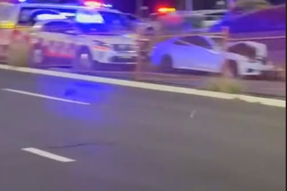 Police at the scene of the deadly accident.