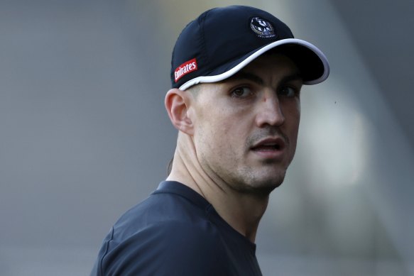 Collingwood’s Brayden Maynard at training on Monday.